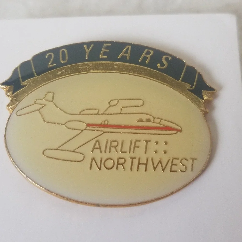 Airlift Northwest 20‎ Years Aviation Jet Airplane Enamel Lapel Pin vintage